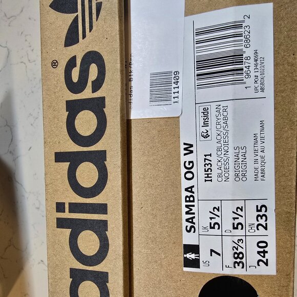 Adidas Originals Samba OG Core Black/Crystal Sand Women Shoes IH5371 SIZE 7 NEW - Picture 9 of 14